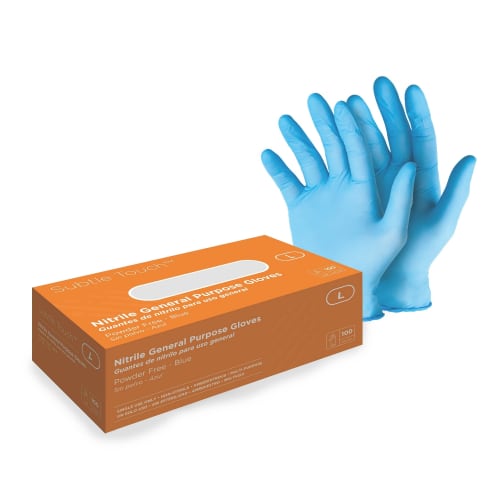 Subtle Touch Nitrile Gloves Powder Free, Blue, Large